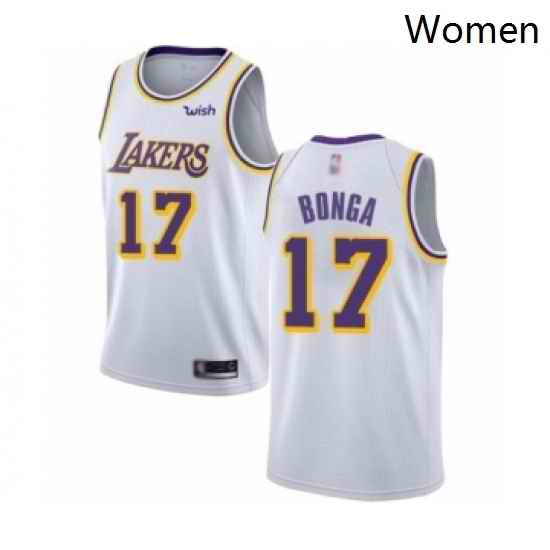 Womens Los Angeles Lakers 17 Isaac Bonga Authentic White Basketball Jersey Association Edition